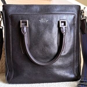 SMYTHSON OF BOND ST brown leather satchel tote messenger bag.